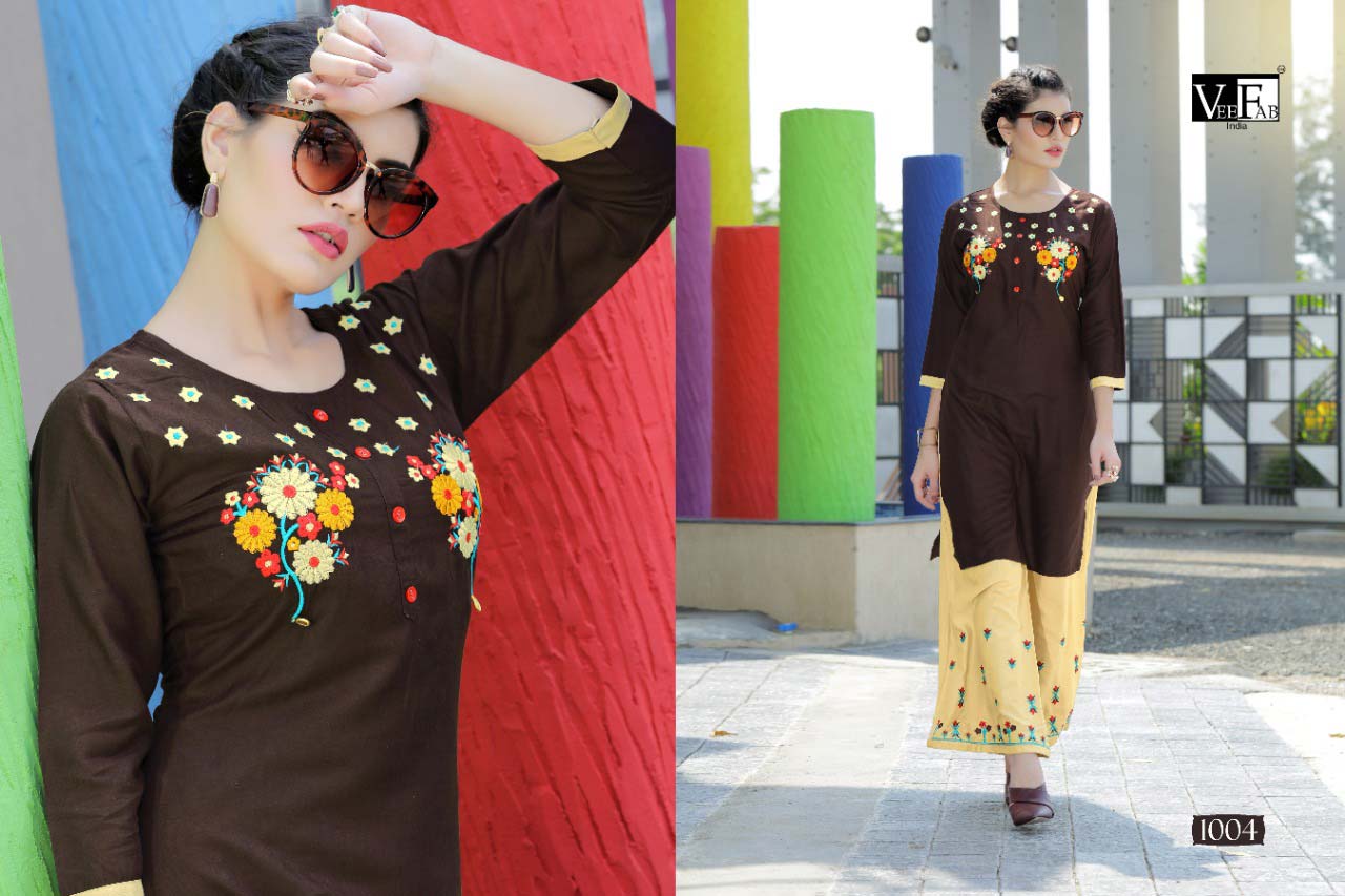 Plazzo Bar Veefab Rayon Embroidery Kurti Catalog Plazzo Bar Veefab Rayon Embroidery Kurti Catalog
